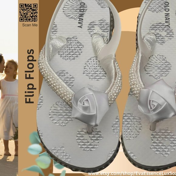 Child Flip Flops, Sliver Sea Shells, Childs Flip Flop Beach Sandal, Youth Shoes - Picture 10 of 16